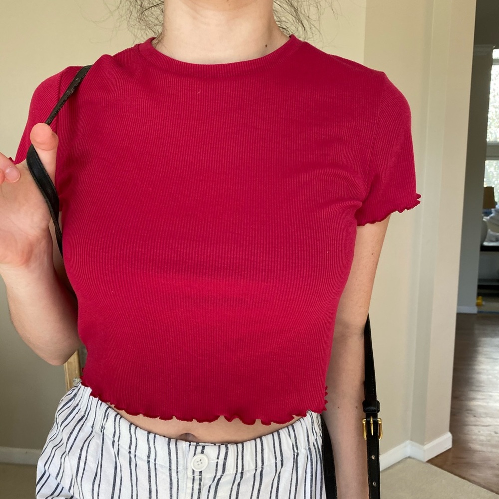 Fuchsia Ribbed Crop Top